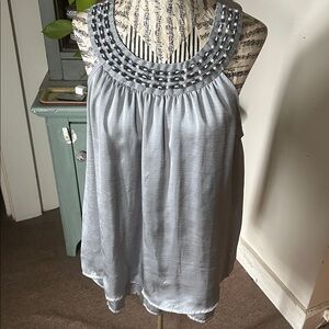 Gray Beaded Sleeveless Top